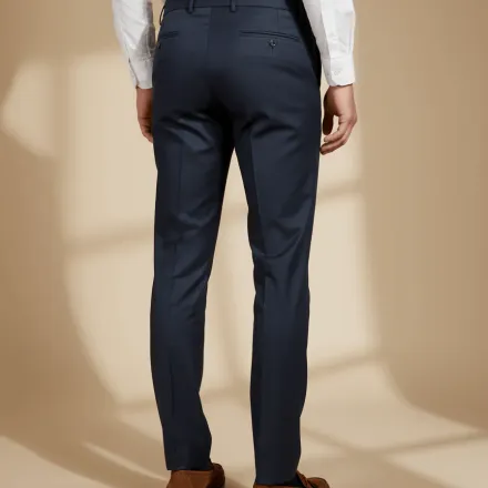 Navy Tailored Wool Trousers thumbnail 3