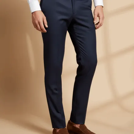 Navy Tailored Wool Trousers thumbnail 2