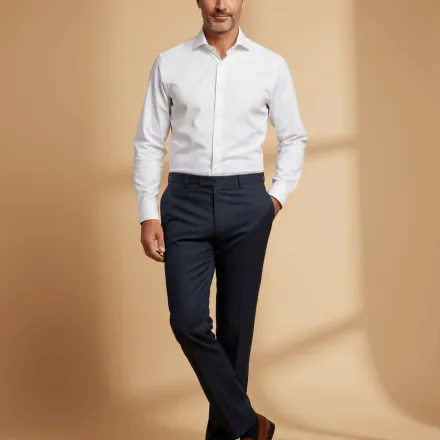 Navy Tailored Wool Trousers thumbnail 4