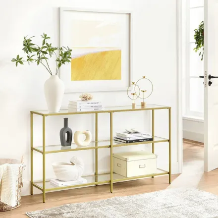 Table Console Verre Doré 3 Niveaux thumbnail 1