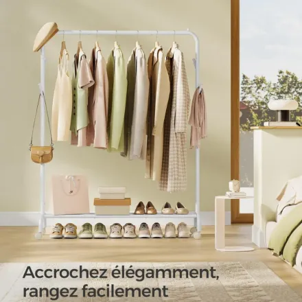 Porte-manteau À Roulettes Blanc thumbnail 4