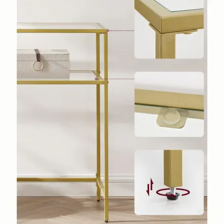 Table Console Verre Doré 2 Niveaux thumbnail 1