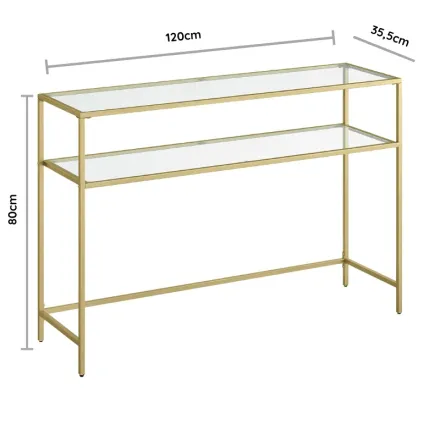 Table Console Verre Doré 2 Niveaux thumbnail 2
