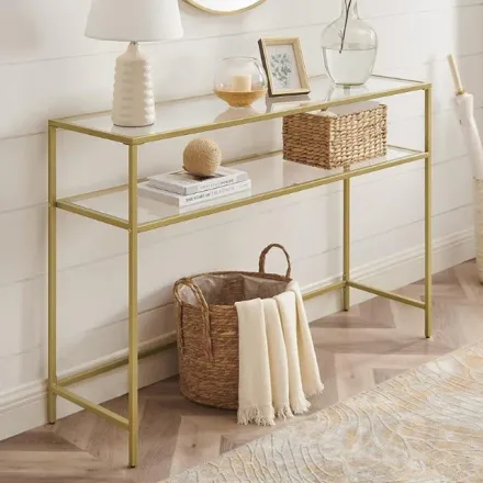 Table Console Verre Doré 2 Niveaux thumbnail 4
