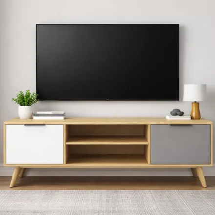 Elfa Meuble Tv Avec 2 Portes Et 2 Niches 140 Cm thumbnail 1