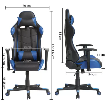 Gaming Fauteuil De Bureau - Bleu / Noir thumbnail 4