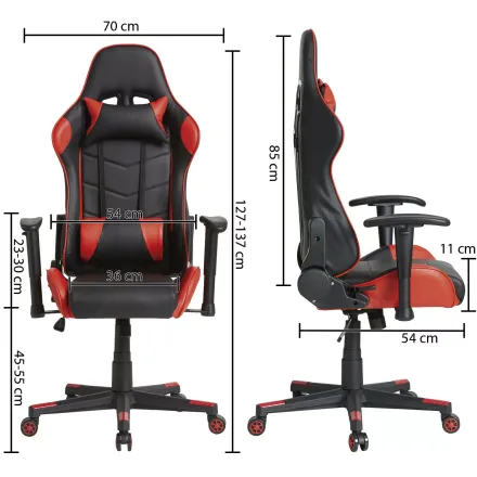 Gaming Fauteuil De Bureau - Rouge / Noir thumbnail 3