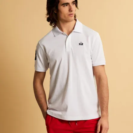 Polo En Piqué Stretch Avec Numéro Sur La Manche – Ray thumbnail 3