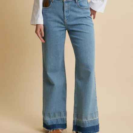 Jean Wide Leg En Denim À Bord Brut – Clyde thumbnail 3