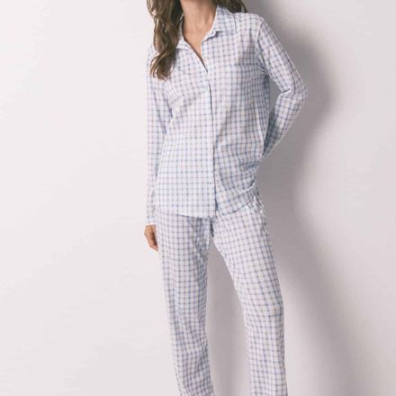 Pyjama Chemise En Coton À Carreaux thumbnail 3