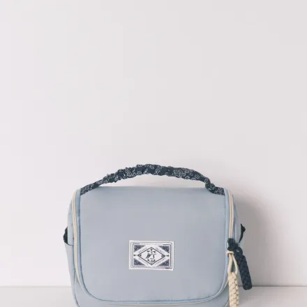 Trousse Vanity Bleue À Grand Imprimé Floral Avec Passepoil thumbnail 2