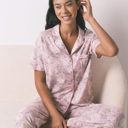 Pyjama Chemise Longue Fleurie 100% Coton thumbnail 3