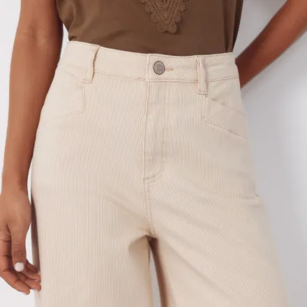 Pantalon Rayé Couleur Sable thumbnail 3