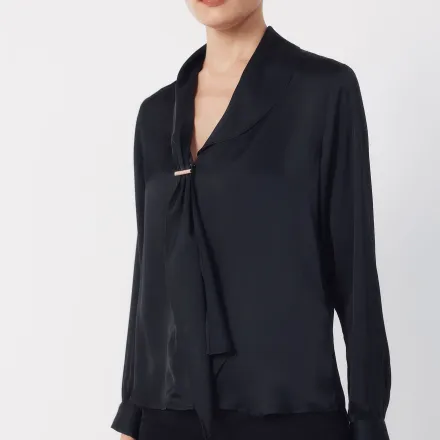 Blouse Satinée Avec Nœud thumbnail 3