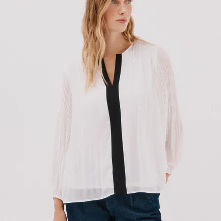 Blouse Plissée Contrastée thumbnail 1