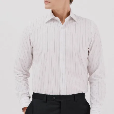 Chemise Habillée Rayée En Coton Et Tencel thumbnail 2