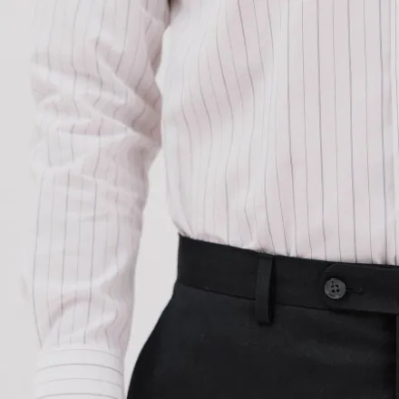 Chemise Habillée Rayée En Coton Et Tencel thumbnail 4