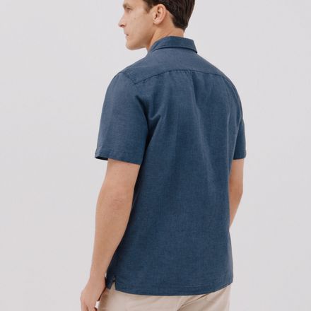 Chemise À Manches Courtes En Coton Et Lin Uni thumbnail 4
