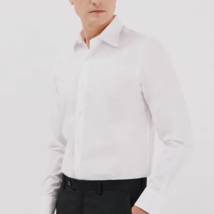 Chemise Habillée Unie En Coton Et Tencel thumbnail 1