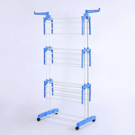 Porte-vêtements À Roulettes 3 Niveaux – Séchoir Ajustable Multifonction thumbnail 4