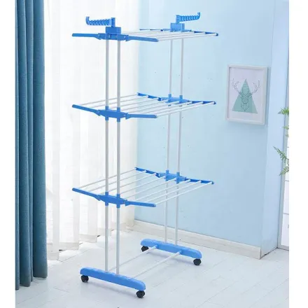 Porte-vêtements À Roulettes 3 Niveaux – Séchoir Ajustable Multifonction thumbnail 3