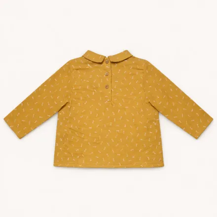Blouse Bébé Jaune Moutarde À Col Claudine – Élégance & Douceur thumbnail 1