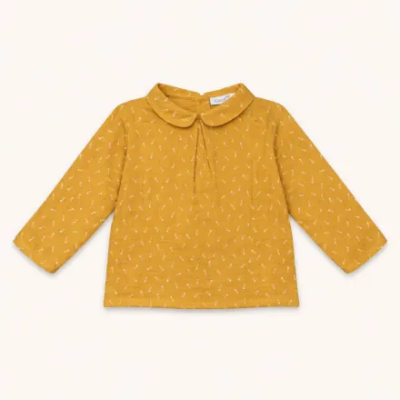 Blouse Bébé Jaune Moutarde À Col Claudine – Élégance & Douceur thumbnail 2