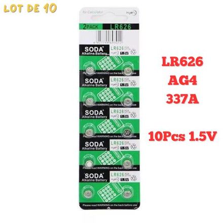 Lot De 10 Piles Alcalines Ag4/lr626/377a 1,5 V thumbnail 2