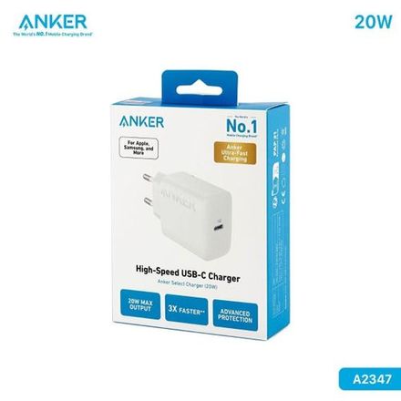 Chargeur Mural Anker USB-C 20W PD – Charge Rapide Compacte, Protection Intégrée, Compatible Apple & Appareils Type-C – Blanc (A2347L21) thumbnail 3