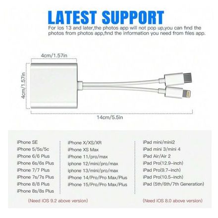 Lecteur De Carte Mémoire Adaptateur Pour Téléphone Iphone Et Pc Portable 2 En 1, Port Lightning Et Usb-c Type-c Sd/tf, Sd Card Reader Plug And Play Pour Ios thumbnail 2