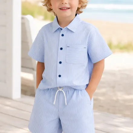 Ensemble Garçon Chemise & Short Rayé – Élégance Estivale thumbnail 3