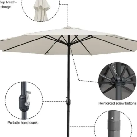 Grand Parasol De Jardin Et Plage Et Café (excellon Qualité) Sans Manivelle thumbnail 2