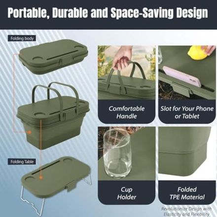 Panier De Pique-nique Panier D'extérieur Panier De Voyage Panier Isotherme Pliable thumbnail 4