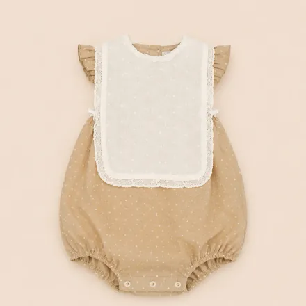 Barboteuse Beige À Pois – Douceur & Charme Intemporel thumbnail 2