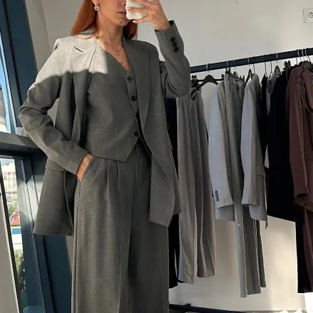 Ensemble Tailleur 3 Pièces - Gris Chiné thumbnail 2