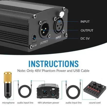Kits D'enregistrement Studio Microphone Bm800 Avec Carte Son V8 Et Phantom Power48v thumbnail 2