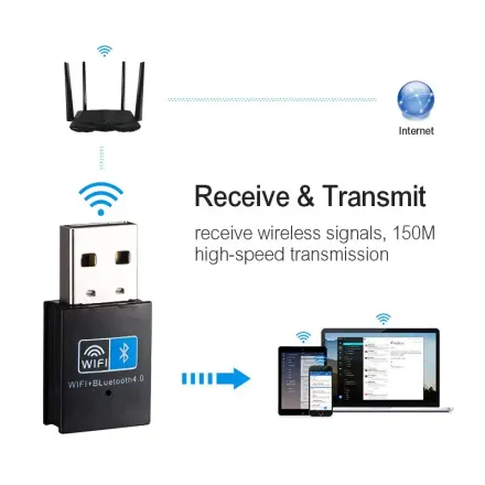 Mini Adaptateur Wifi Usb 150m Avec Bluetooth Carte Réseau Sans Fil Pour Pc thumbnail 4
