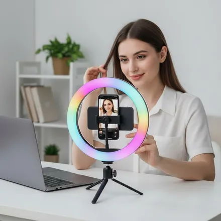 Ring Light Rgb Led Mj26 36 Cm Pour Maquillage Et Streaming Tiktok/youtube/facebook thumbnail 2