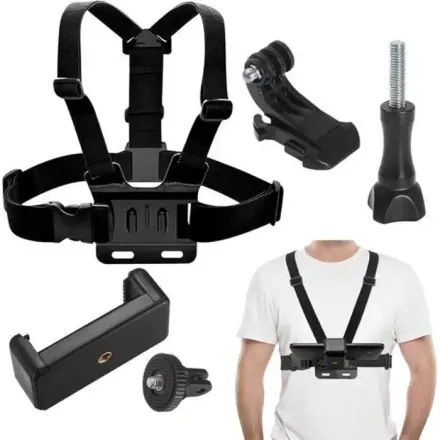 Support De Téléphone Et Gopro Réglable Avec Ceinture De Poitrine Et De Tète thumbnail 2