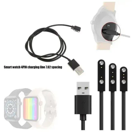 Câble De Charge Magnétique Pour Montre Intelligente, Pour 2 Broches, Distances 4mm, Noir, Nouveaux Câbles De Chargeur Usb Universel thumbnail 1