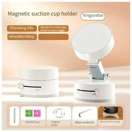 Support Téléphone Voiture Magnétique À Ventouse 360° Pour Console Centrale thumbnail 2