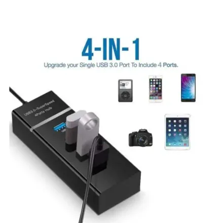 Hub Usb Adaptateur Alimenté 4 Ports Usb (3.0) À Haute Vitesse 5gbps Superspeed thumbnail 3