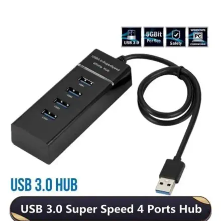 Hub Usb Adaptateur Alimenté 4 Ports Usb (3.0) À Haute Vitesse 5gbps Superspeed thumbnail 2