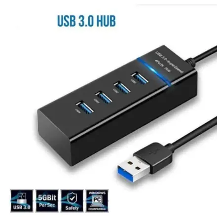 Hub Usb Adaptateur Alimenté 4 Ports Usb (3.0) À Haute Vitesse 5gbps Superspeed thumbnail 1