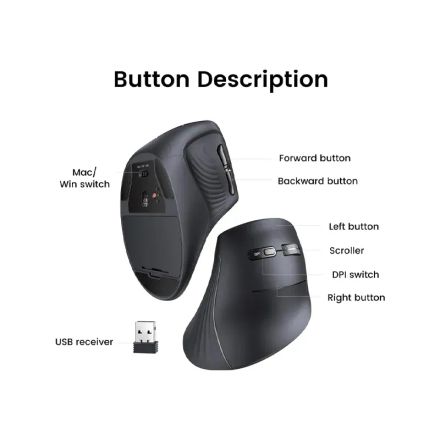 Souris Sans Fil Bluetooth Multi-mode Vertical (25444) thumbnail 4