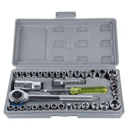 Boîte À Outils 40 Pcs - Clés À Douille - Acier Au Carbone - Rangement Inclus thumbnail 2