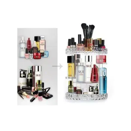 Organisateur De Cosmétiques - Transparent - Rotatif 360° - Grande Capacité - Pratique - Compartiments Multiples thumbnail 2