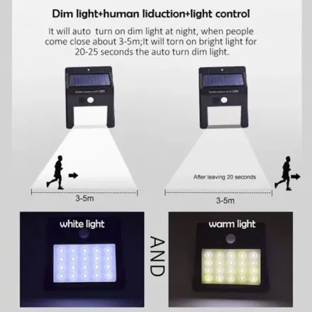 Lampe Solaire 20 Led Pack X4 Détecteur De Mouvement Économie D'énergie Installation Facile thumbnail 3