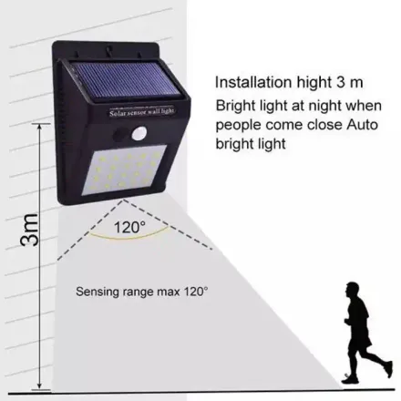 Lampe Solaire 20 Led Pack X4 Détecteur De Mouvement Économie D'énergie Installation Facile thumbnail 2