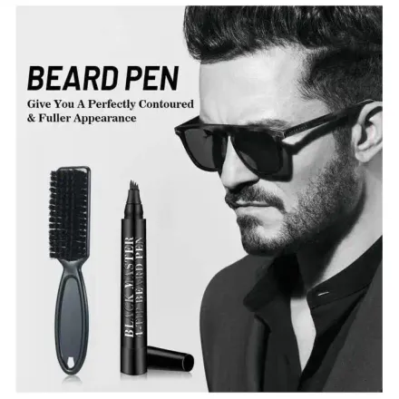 Kit De Remplissage De Barbe - Black Master - 4 Embouts - Waterproof - Longue Tenue - Pour Adultes thumbnail 2